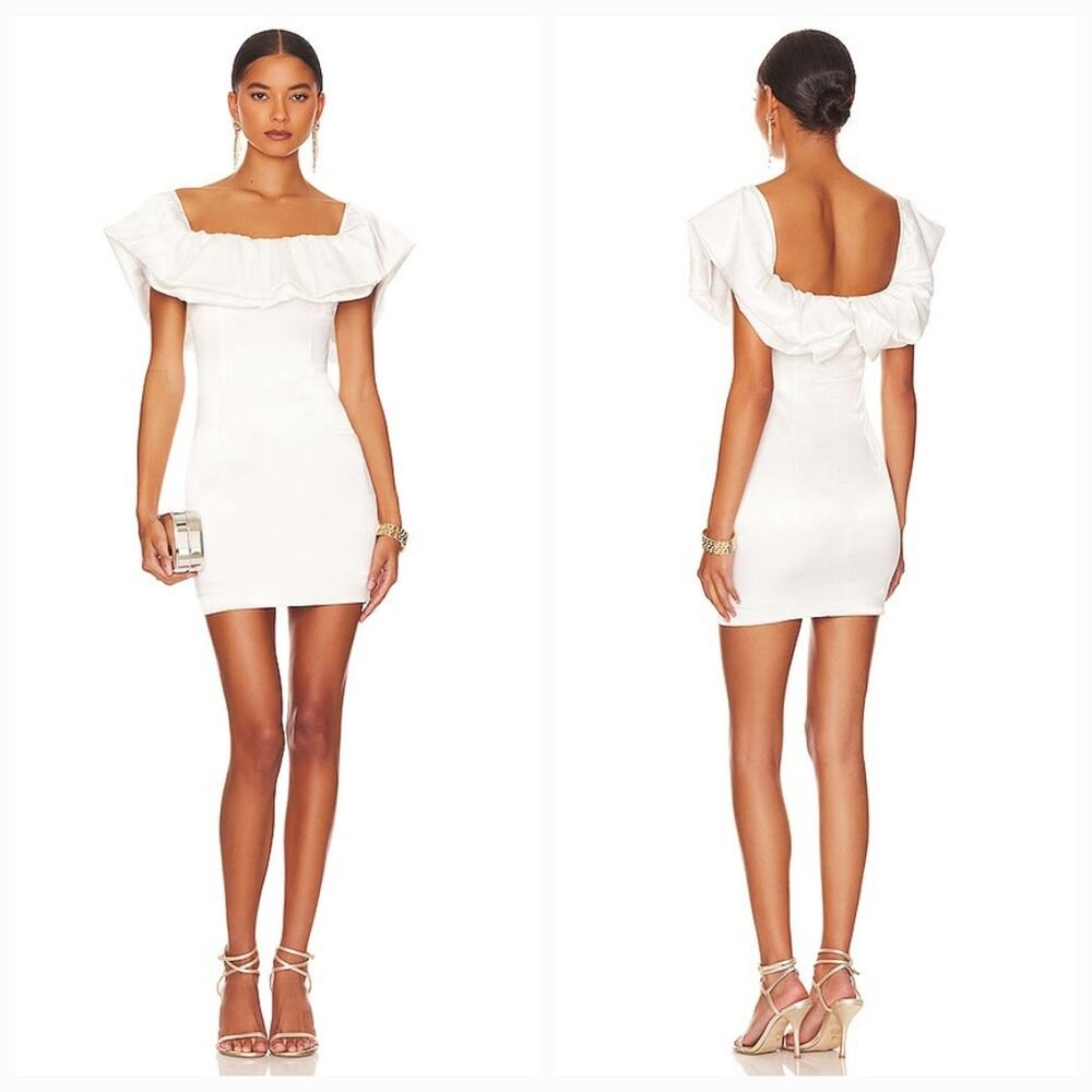 MORE TO COME Caira Ruffle Dress in White Small